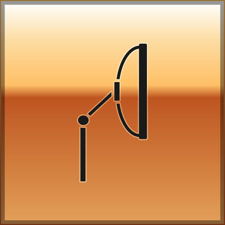 Black Windscreen wiper icon isolated on gold background. Vector Illustrationのイラスト素材