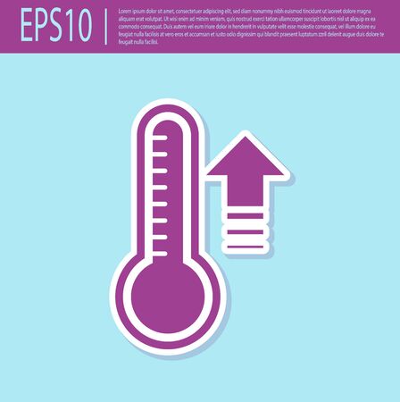 Retro purple Meteorology thermometer measuring heat and cold icon isolated on turquoise background. Thermometer equipment showing hot or cold weather. Vector Illustrationのイラスト素材