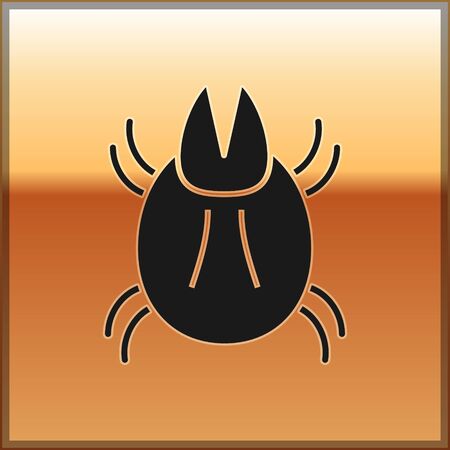 Black Parasite mite icon isolated on gold background. Vector Illustrationのイラスト素材