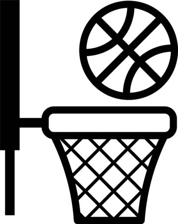 Black Basketball ball and basket icon isolated on white background. Ball in basketball hoop. Vector Illustrationのイラスト素材