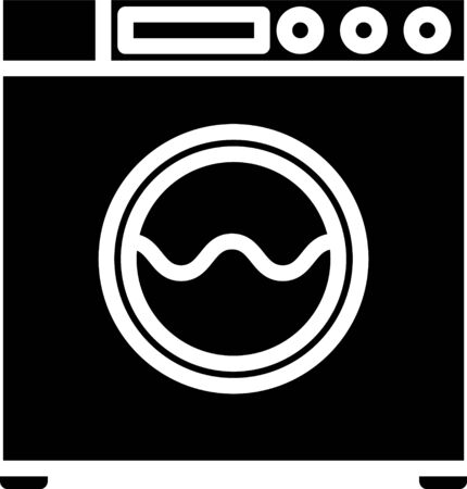 Black Washer icon isolated on white background. Washing machine icon. Clothes washer - laundry machine. Home appliance symbol. Vector Illustrationのイラスト素材