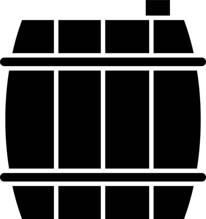 Black Wooden barrel icon isolated on white background. Alcohol barrel, drink container, wooden keg for beer, whiskey, wine. Vector Illustrationのイラスト素材