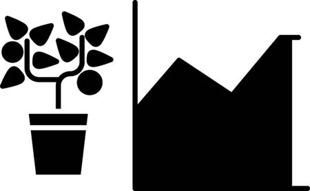 Black Flower statistics icon isolated on white background. Vector Illustrationのイラスト素材