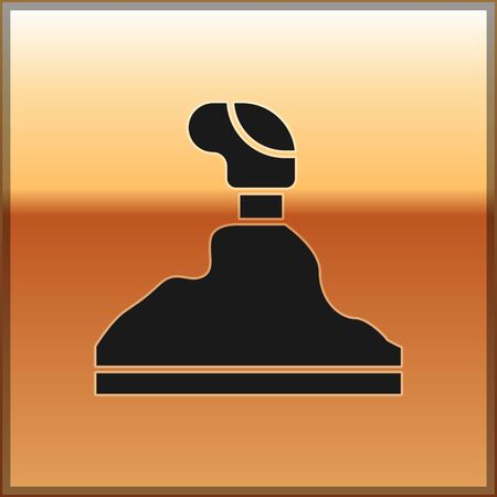 Black Gear shifter icon isolated on gold background. Transmission icon. Vector Illustrationのイラスト素材
