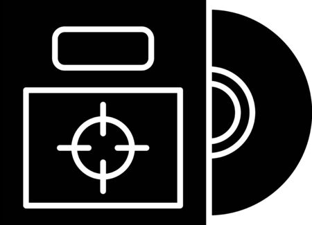 Black CD or DVD disk in box icon isolated on white background. Compact disc sign. Vector Illustrationのイラスト素材