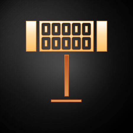 Gold Electric heater icon isolated on black background. Infrared floor heater with remote control. House climate control. Vector Illustrationのイラスト素材