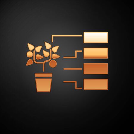 Gold Flower analysis icon isolated on black background. Vector Illustrationのイラスト素材