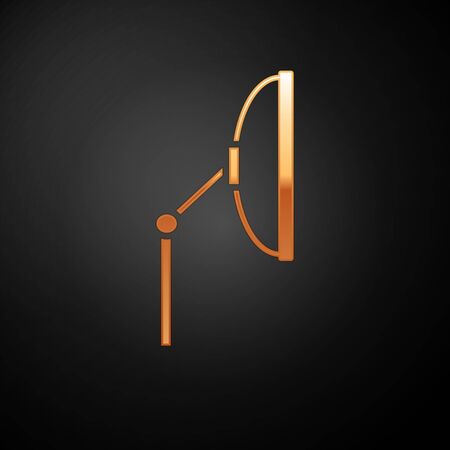 Gold Windscreen wiper icon isolated on black background. Vector Illustrationのイラスト素材