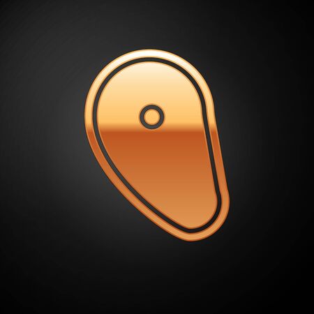 Gold Steak meat icon isolated on black background. Vector Illustrationのイラスト素材