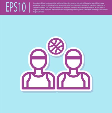 Retro purple Basketball players icon isolated on turquoise background. Vector Illustrationのイラスト素材