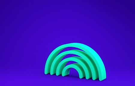 Green Rainbow icon isolated on blue background. Minimalism concept. 3d illustration 3D renderの写真素材