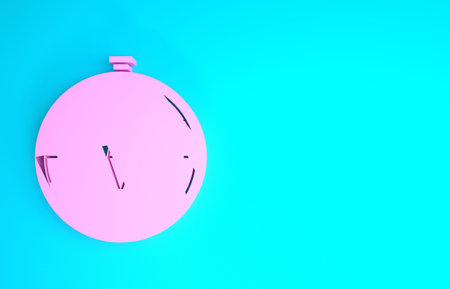 Pink Compass icon isolated on blue background. Windrose navigation symbol. Wind rose sign....