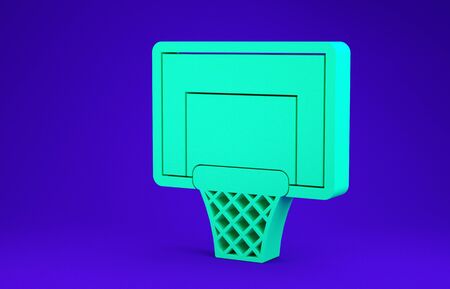 Green Basketball backboard icon isolated on blue background. Minimalism concept. 3d illustration 3D renderの写真素材