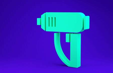 Green Electric industrial dryer icon isolated on blue background. Minimalism concept. 3d illustration 3D renderの写真素材