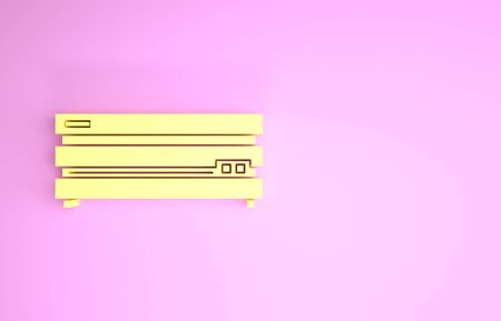 Yellow Video game console icon isolated on pink background. Minimalism concept. 3d illustration 3D renderの写真素材