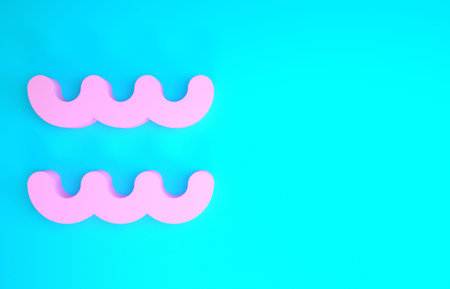 Pink Aquarius zodiac sign icon isolated on blue background. Astrological horoscope collection....