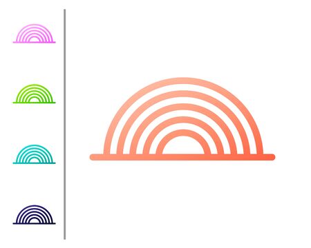 Coral Rainbow with clouds icon isolated on white background. Set color icons. Vector Illustrationのイラスト素材