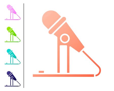 Coral Microphone icon isolated on white background. On air radio mic microphone. Speaker sign. Set color icons. Vector Illustrationのイラスト素材