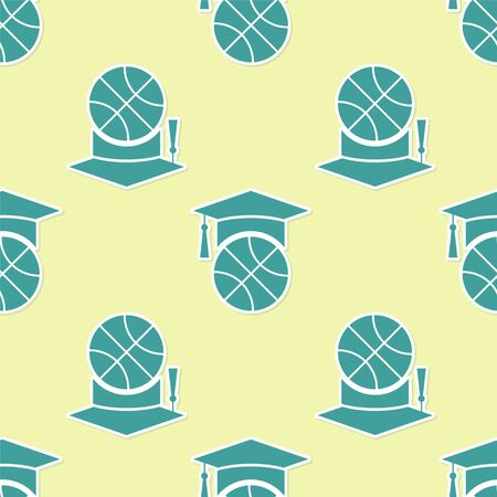 Green Basketball training icon isolated seamless pattern on yellow background. Vector Illustrationのイラスト素材