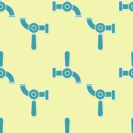 Green Beer tap icon isolated seamless pattern on yellow background. Vector Illustrationのイラスト素材