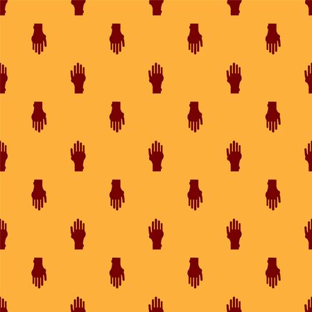 Red Hand with psoriasis or eczema icon isolated seamless pattern on brown background. Concept of human skin response to allergen or chronic body problem. Vector Illustrationのイラスト素材
