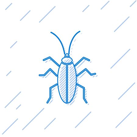 Blue line Cockroach icon isolated on white background. Vector Illustrationのイラスト素材
