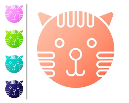 Coral Tiger zodiac sign icon isolated on white background. Astrological horoscope collection. Set color icons. Vector Illustrationのイラスト素材