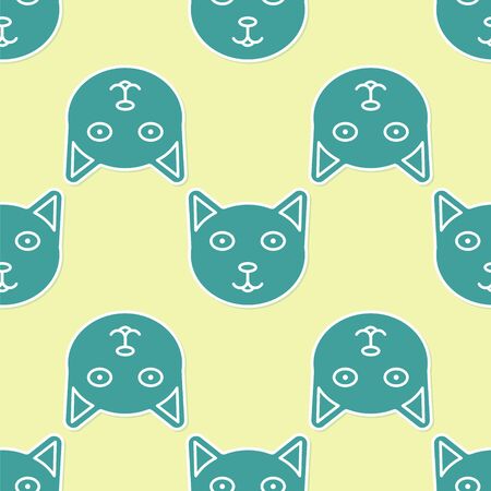 Green Pet icon isolated seamless pattern on yellow background. Vector Illustrationのイラスト素材