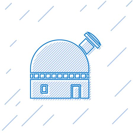 Blue line Astronomical observatory icon isolated on white background. Vector Illustrationのイラスト素材