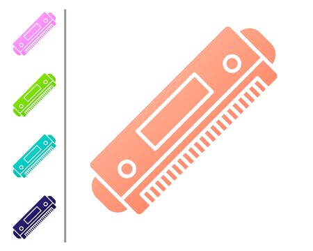 Coral Harmonica icon isolated on white background. Musical instrument. Set color icons. Vector Illustrationのイラスト素材