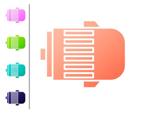 Coral Electric engine icon isolated on white background. Car alternator. Set color icons. Vector Illustrationのイラスト素材