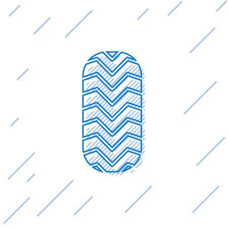Blue line Car tire icon isolated on white background. Vector Illustrationのイラスト素材