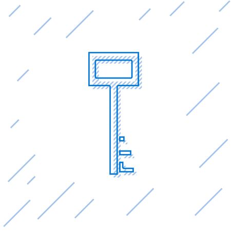 Blue line Pirate key icon isolated on white background. Vector Illustrationのイラスト素材