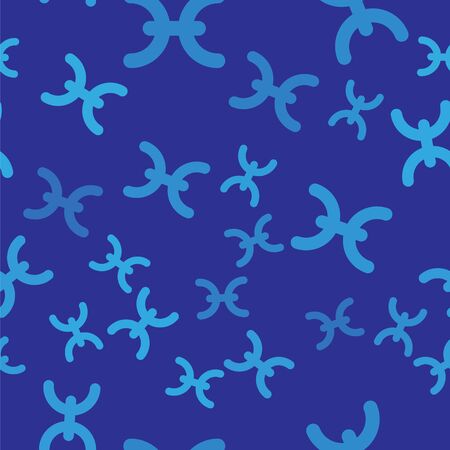 Blue Pisces zodiac sign icon isolated seamless pattern on blue background. Astrological horoscope collection. Vector Illustrationのイラスト素材