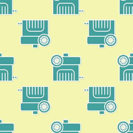 Green Air compressor icon isolated seamless pattern on yellow background. Vector Illustrationのイラスト素材