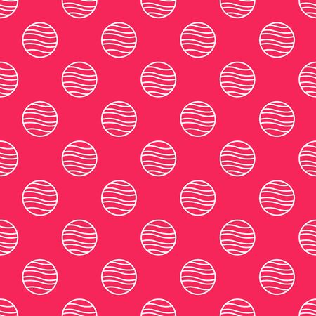 White line Planet Jupiter icon isolated seamless pattern on red background. Vector Illustrationのイラスト素材