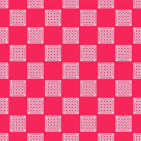 White line Checkered napkin icon isolated seamless pattern on red background. Vector Illustrationのイラスト素材