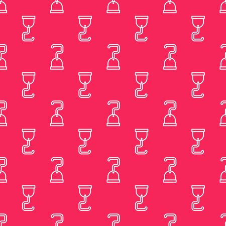 White line Pirate hook icon isolated seamless pattern on red background. Vector Illustrationのイラスト素材