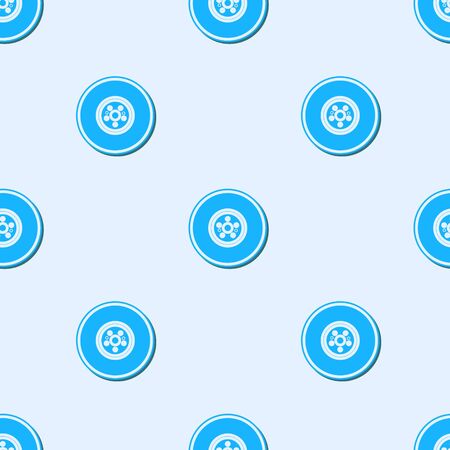 Blue line Car brake disk icon isolated seamless pattern on grey background. Vector Illustrationのイラスト素材