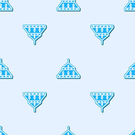 Blue line Massive steel chandelier with candles in medieval icon isolated seamless pattern on grey background. Vector Illustrationのイラスト素材
