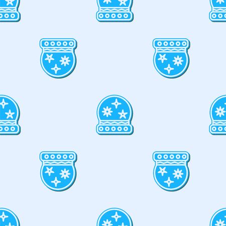 Blue line Magic ball icon isolated seamless pattern on grey background. Crystal ball. Vector Illustrationのイラスト素材