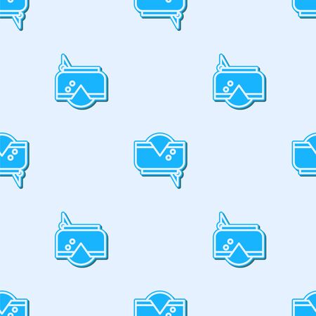 Blue line Pirate hat icon isolated seamless pattern on grey background. Vector Illustrationのイラスト素材