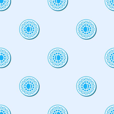 Blue line Astrology horoscope circle with zodiac icon isolated seamless pattern on grey background. Vector Illustrationのイラスト素材