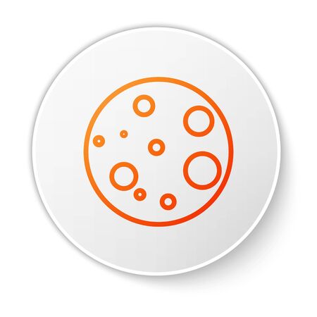 Orange line Moon icon isolated on white background. White circle button. Vector Illustrationのイラスト素材