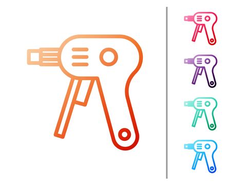 Red line Electric hot glue gun icon isolated on white background. Hot pistol glue. Hot repair work appliance silicone. Set color icons. Vector Illustrationのイラスト素材