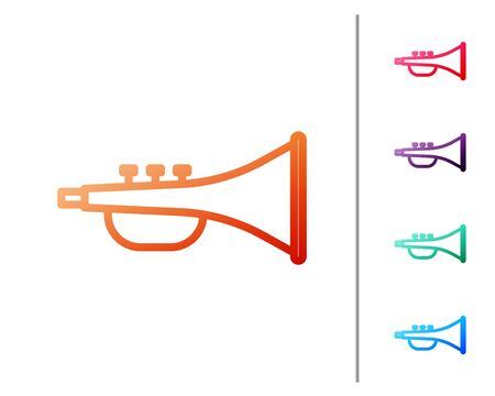 Red line Musical instrument trumpet icon isolated on white background. Set color icons. Vector Illustrationのイラスト素材
