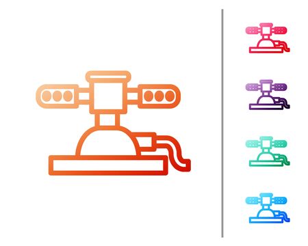 Red line Automatic irrigation sprinklers icon isolated on white background. Watering equipment. Garden element. Spray gun icon. Set color icons. Vector Illustrationのイラスト素材