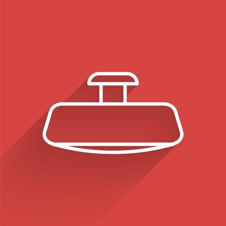 White line Car mirror icon isolated with long shadow. Vector Illustrationのイラスト素材