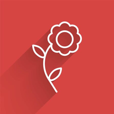 White line Flower icon isolated with long shadow. Vector Illustrationのイラスト素材