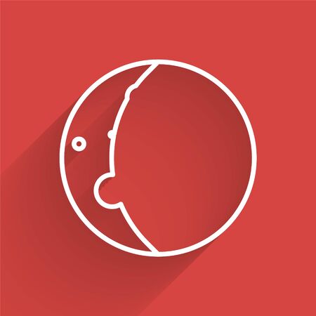 White line Eclipse of the sun icon isolated with long shadow. Total sonar eclipse. Vector Illustrationのイラスト素材